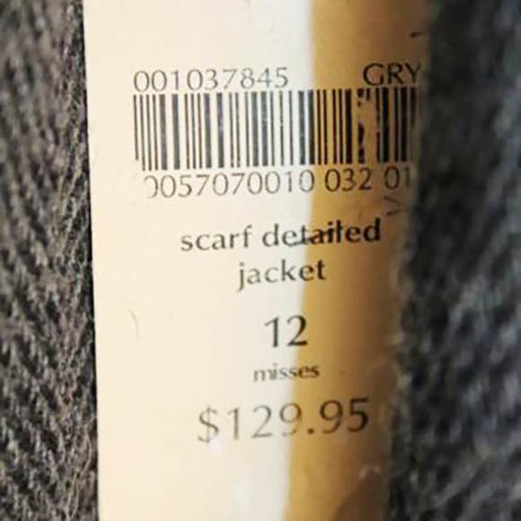 COLDWATER CREEK GRAY SCARF ATTACHED JACKET 10, 12 - Picture 4 of 4